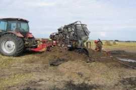 На уборке урожая в Брянской области сгорела техника