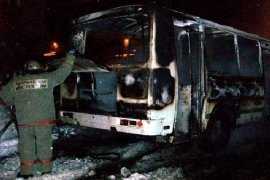 На брянской дороге сгорел пассажирский автобус