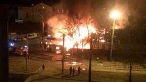 Появилось видео горящей шашлычной в Брянске