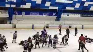 Появилось видео драки разъяренных брянских хоккеистов в Липецке
