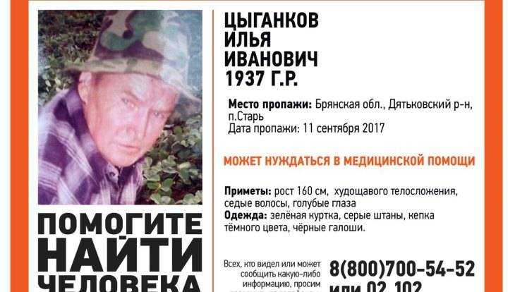 Пропавшего неделю назад 80-летнего брянца Илью Цыганкова пока не нашли