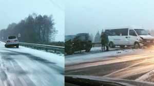 На заснеженной трассе Брянск – Новозыбков произошла массовая авария