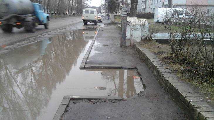 В Брянске сфотографировали тротуар для бега с препятствиями