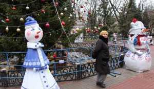 В Круглом сквере Брянска поселились задорные снеговики