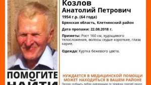 В Клетнянском районе Брянской области пропал 64-летний Анатолий Козлов