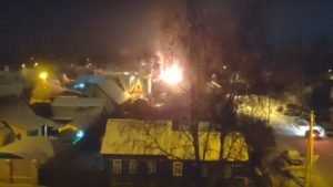 В Брянске ночной пожар уничтожил сарай с животными