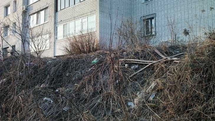Брянские жители дома на Рославльской сделали «палисадник» из мусора