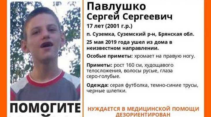 В Брянской области пропал 17-летний Сергея Павлушко