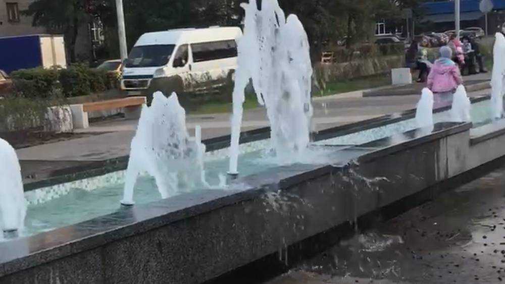 Новый фонтан в Брянске затопил площадь в сквере «Литий»