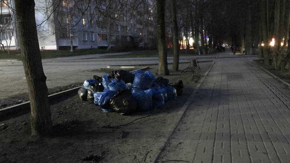 В Брянске на улицах после субботника остались мешки с мусором
