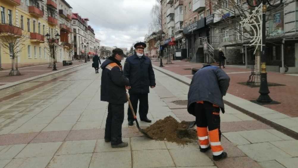 В Брянске на уборку улиц Советского района от мусора вышли 18 осужденных