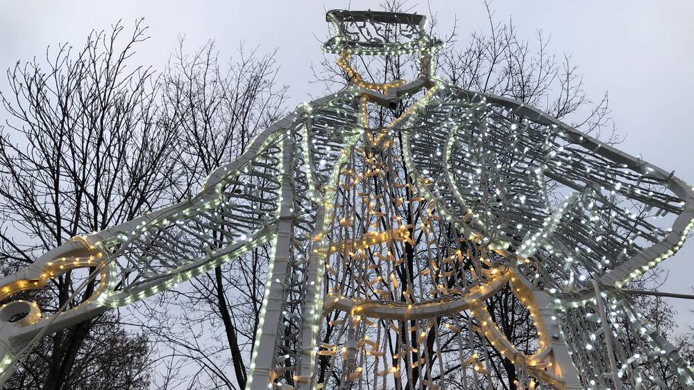 В Брянске в Бежицком районе Майский парк украсили новогодней иллюминацией