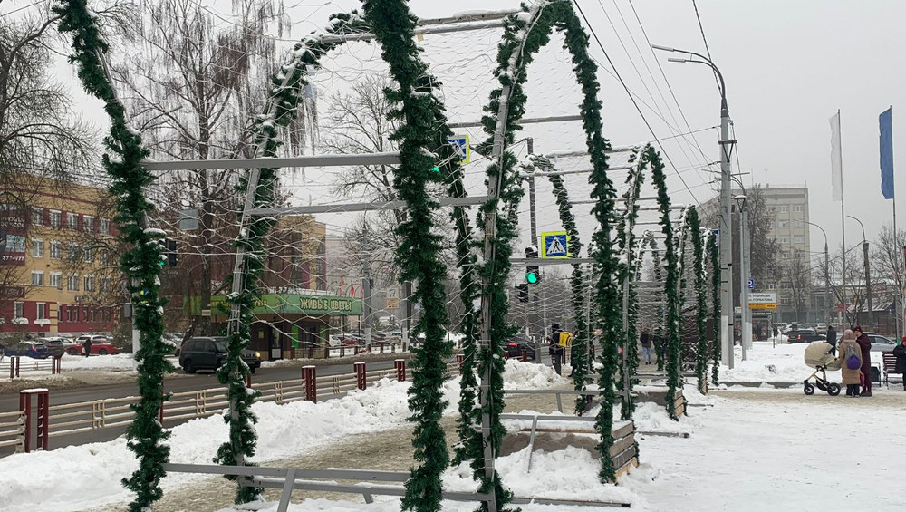 В Брянске возле Кургана Бессмертия поставили 14-метровую новогоднюю ёлку