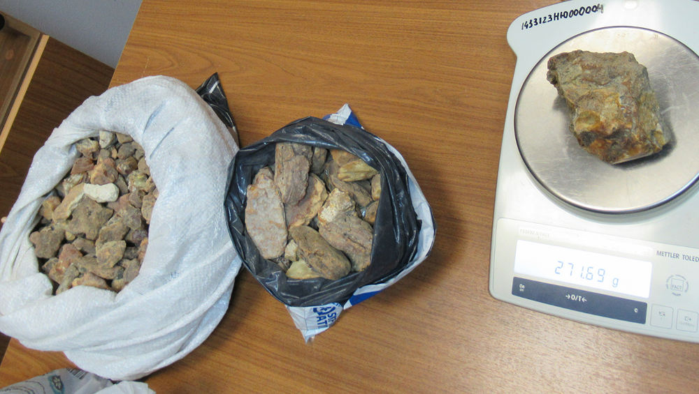 Брянские таможенники обнаружили в машине турка около 10 килограммов янтаря