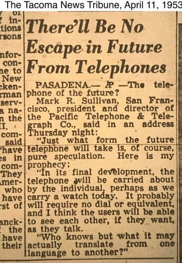 Предприниматель в номере газеты от 1953 года предсказал появление смартфона