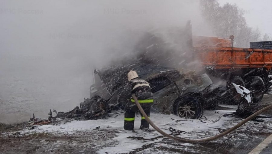 В ДТП на брянской трассе под Почепом пострадали люди и сгорели два автомобиля