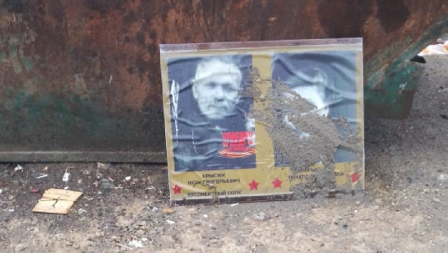 Жительница Брянска решила сохранить выброшенный на мусорку портрет героев