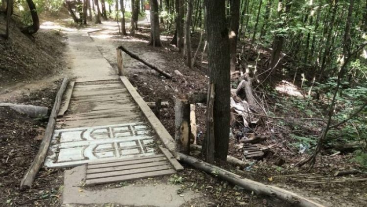 В Брянске сломали мостик в роще Соловьи