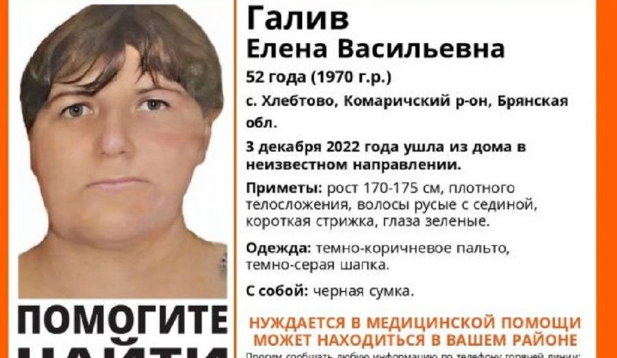 В Брянской области нашли живой загадочно пропавшую 52-летнюю женщину с чёрной сумкой