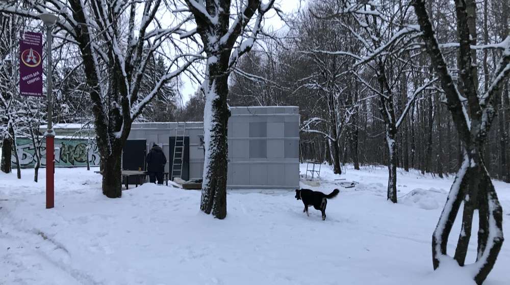 В брянском парке «Соловьи» под приглядом собак установили туалет