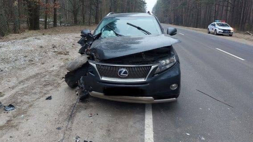 В Брянской области при столкновении на дороге Лексус опрокинул трактор Беларусь