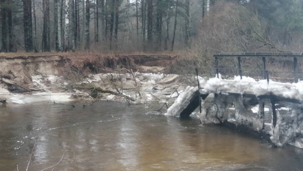 Под Брянском разлившаяся река Снежеть снесла плотину возле Белобережского санатория