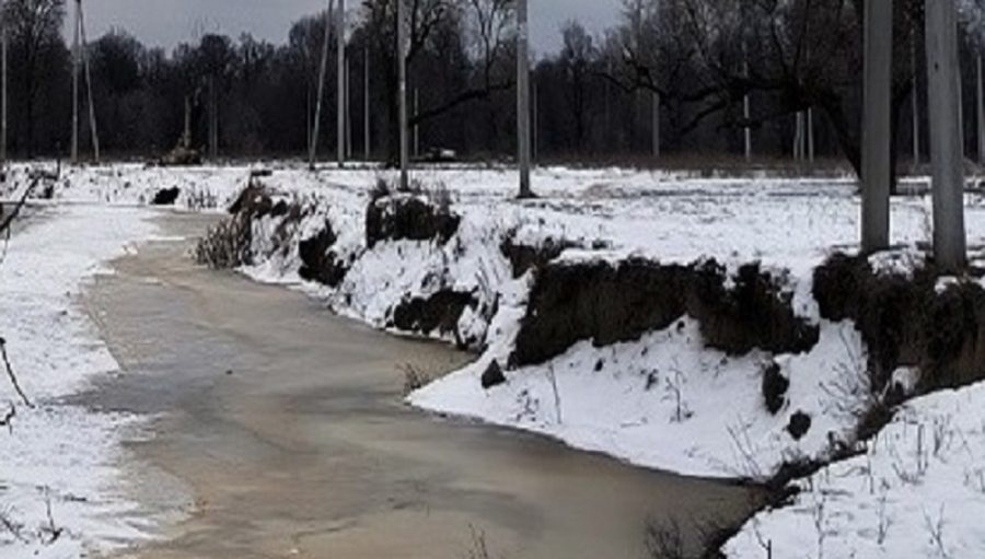 В Брянской области январский паводок добрался до электроопор на Андреевском лугу