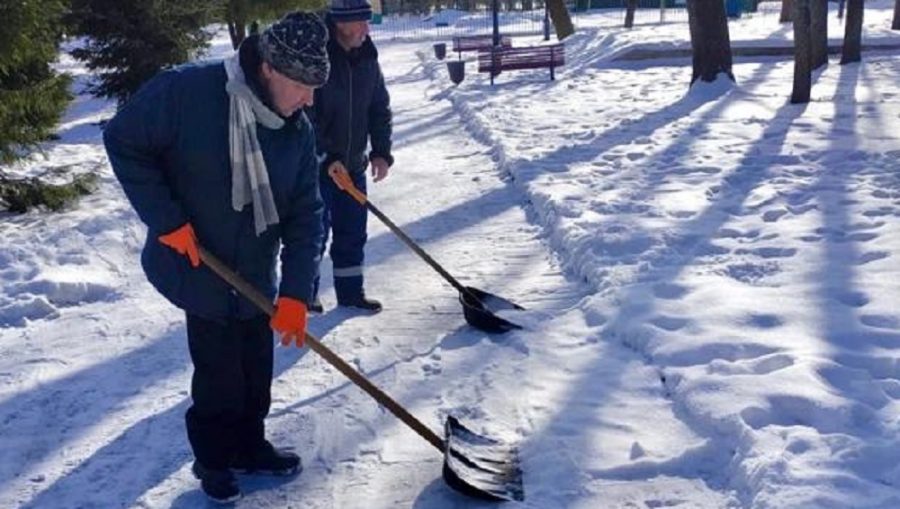 В парках Брянска отряды вооружённых лопатами бойцов сразились со снегом и наледью