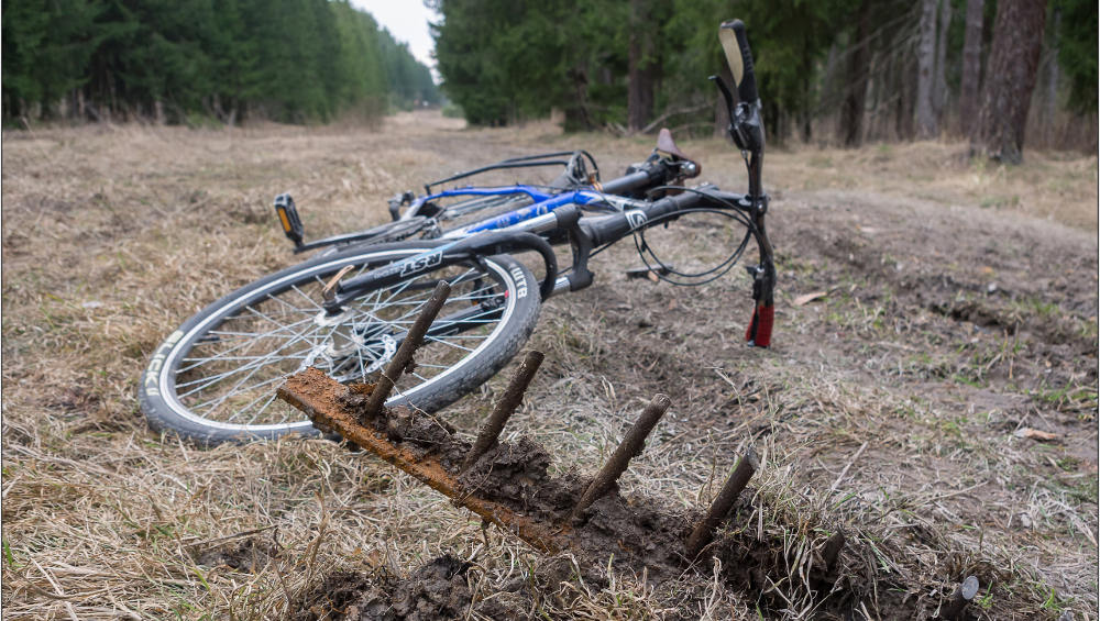 Под Дятьковом на лесной дорожке велосипедист угодил в опасную ловушку злоумышленников