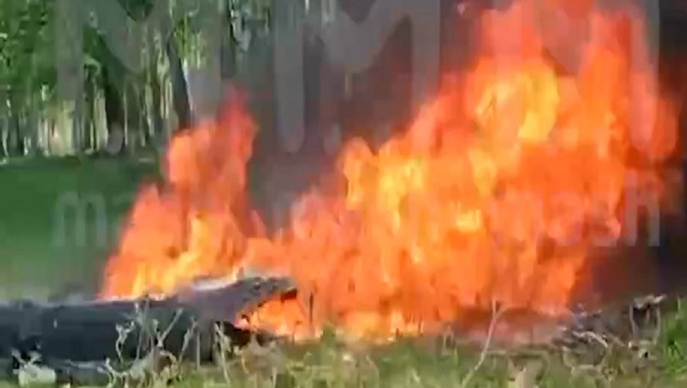 Появилось видео с места падения истребителя Су-34 в Стародубском районе Брянской области