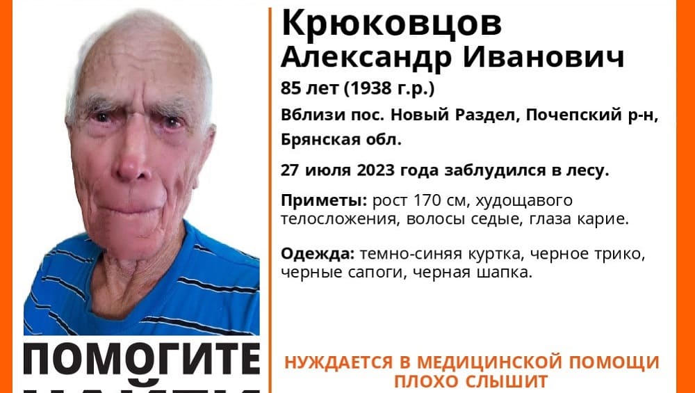 Под Почепом начались поиски заблудившегося в лесу 85-летнего Александра Крюковцова