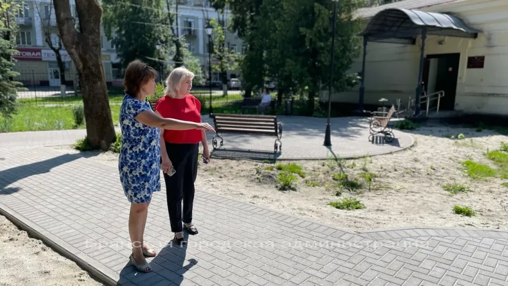 В Брянске проверили ход работ по благоустройству школы искусств