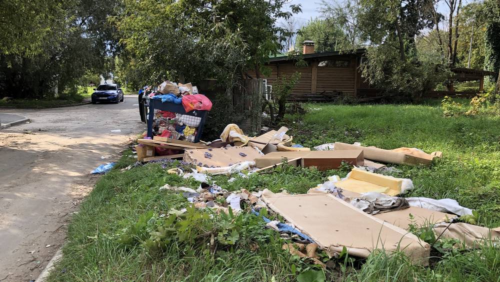 В Брянске образовался вал мусора возле кафе и в сотне метров от отдела полиции