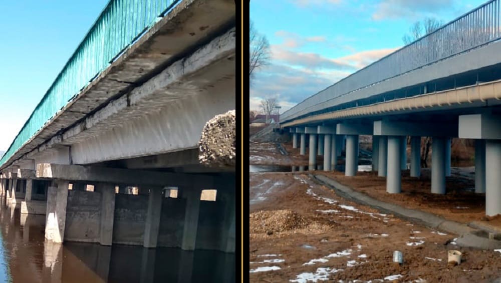 В Клинцовском районе Брянской области отремонтировали мост через реку Унеча