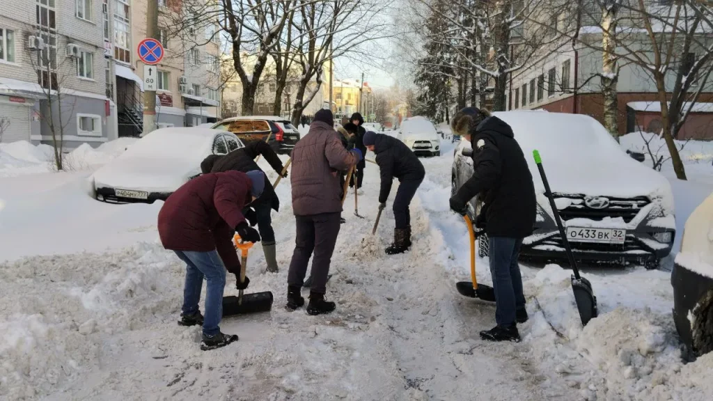 Сотрудники брянского департамента внутренней политики взялись за лопаты