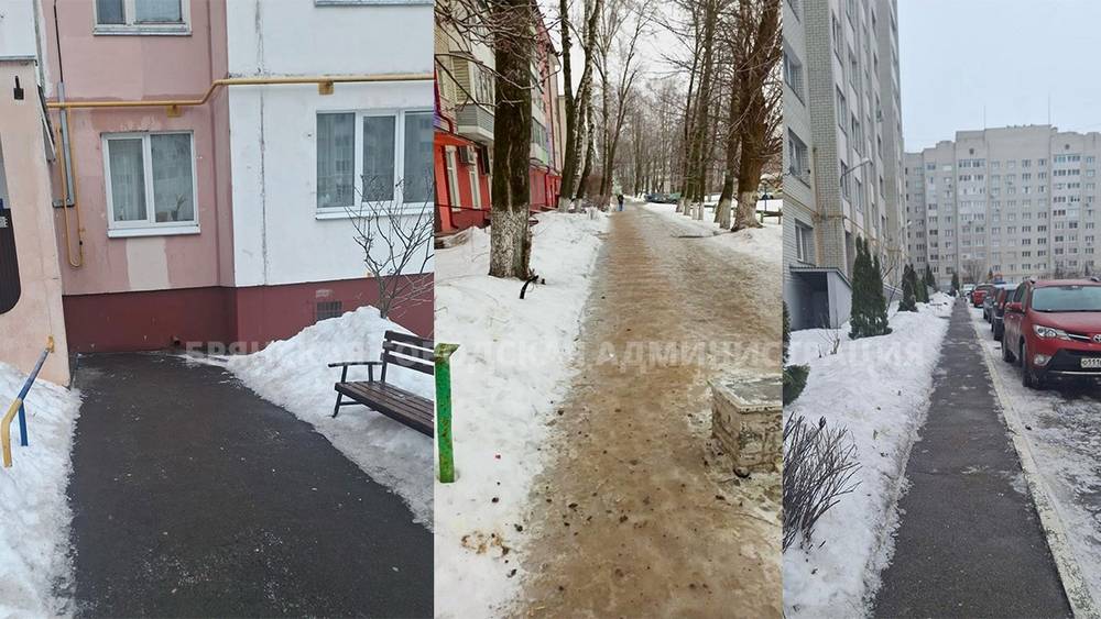 Власти Брянска показали, как после ледяного дождя сделать тротуары безопасными