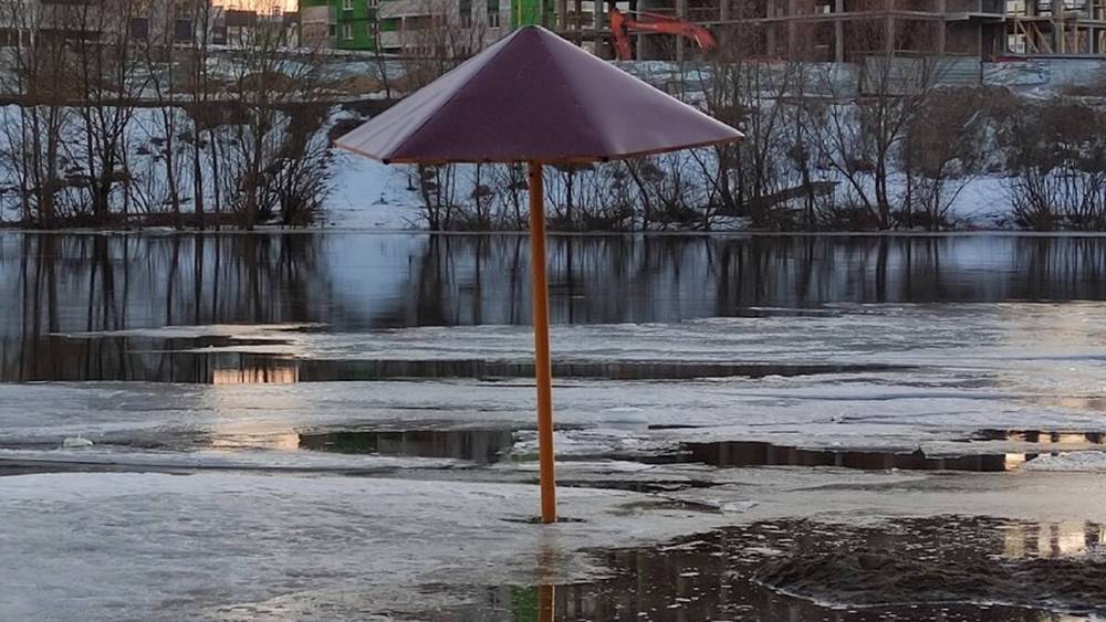 В Брянске из-за половодья затопило пляж Бежицкого района