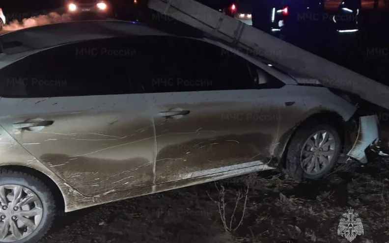 В поселке Большое Полпино Брянска водитель легковушки снес столб