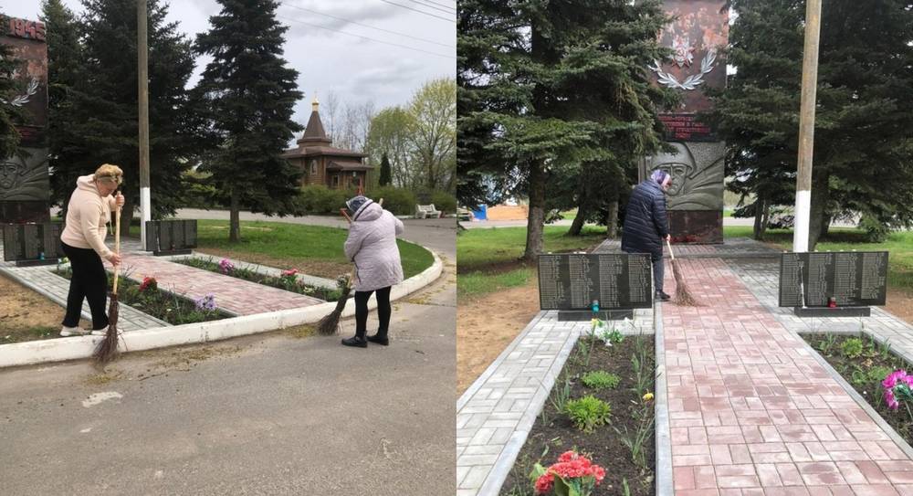 В районах Брянщины продолжаются массовые уборки мемориалов Воинской славы