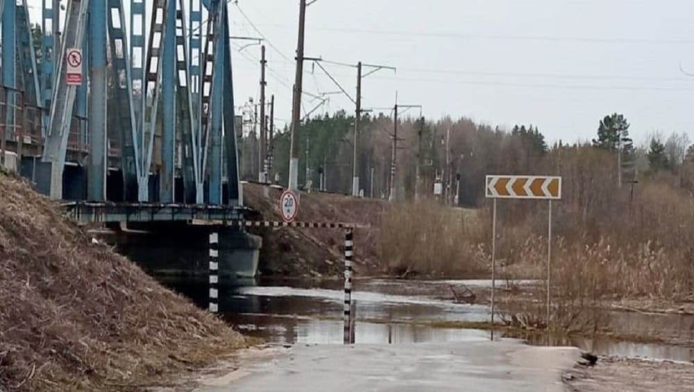 В Брянске из-за паводка закрыли дорогу под железнодорожным мостом в Ходаринке