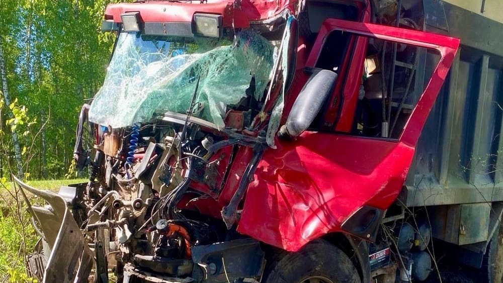 Под Суражом на трассе самосвал врезался в дерево – пострадал 27-летний водитель