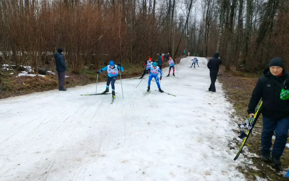 В Брянске смогли провести лыжные гонки в бесснежном январе