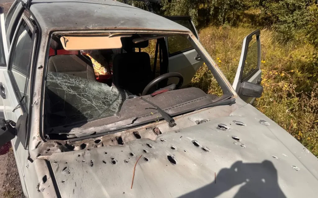 Появились фото с места нападения украинских боевиков на мирных брянцев 