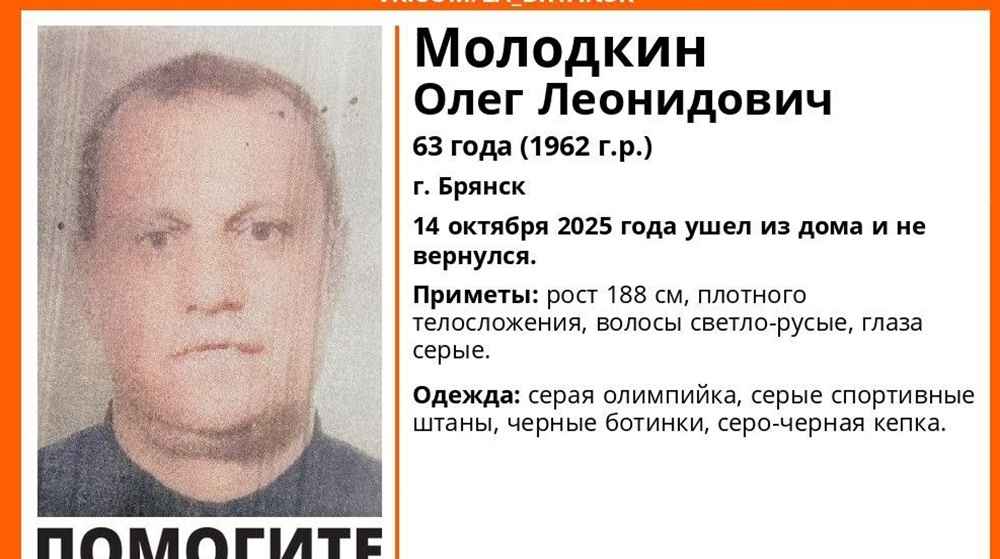 В Брянске пропал без вести 63-летний Олег Молодкин