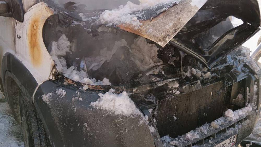 В Брянске в морозную погоду сгорел микроавтобус