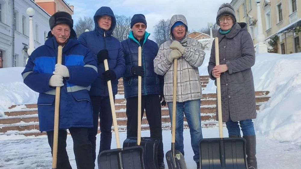 В Брянске вооружённый лопатами «снежный десант» очистил скверы и детские площадки