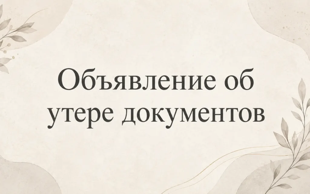 Объявление об утере документов