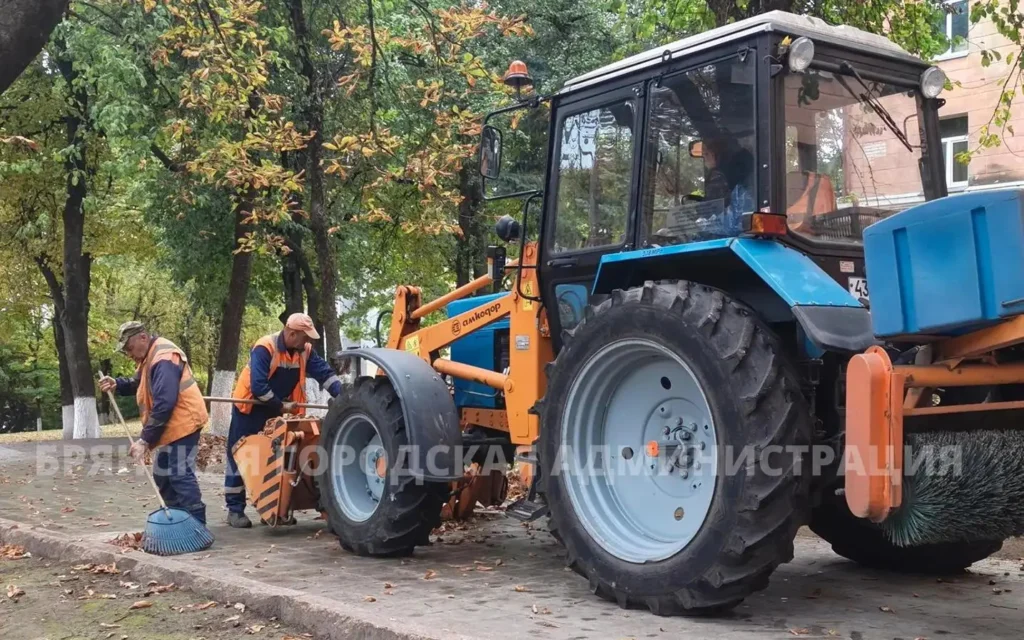 В Брянске продолжилась уборка опавшей листвы