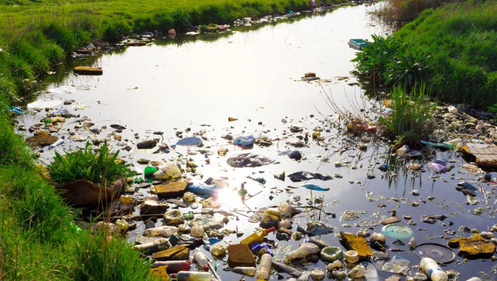 Водоотводящий канал Белобережского озера забросали мусором
